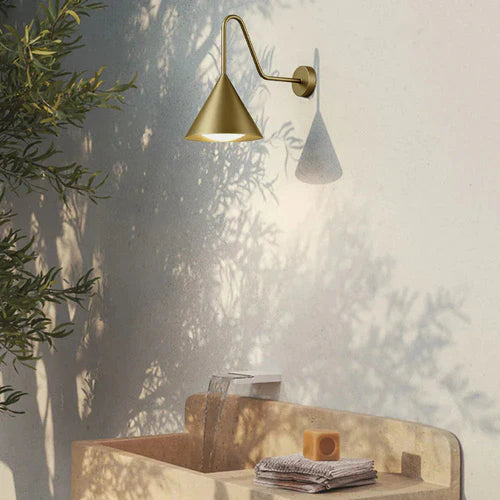 Modern Outdoor Cone Metal Wall Light with Warm LED | Parnel