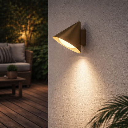 Modern Outdoor Cone Metal Wall Light with Warm LED | Parnel