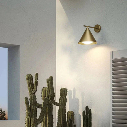 Modern Outdoor Cone Metal Wall Light with Warm LED | Parnel