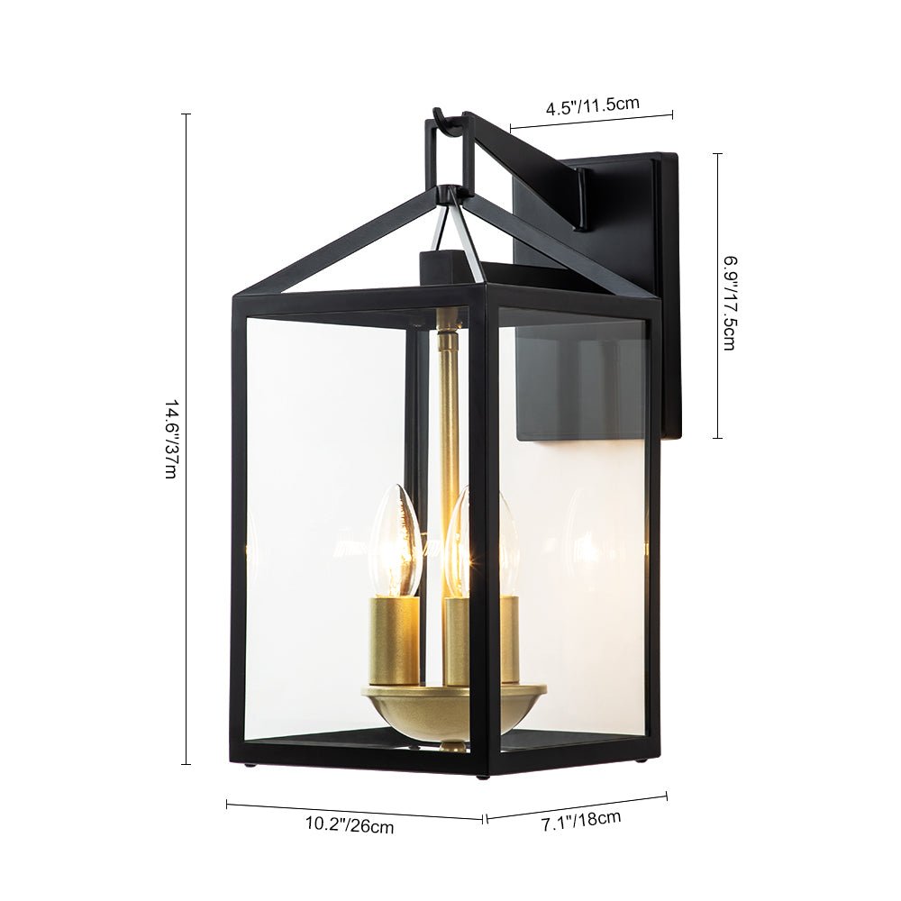 Modern Rectangle Lantern Outdoor Wall Sconce Light | Dravon