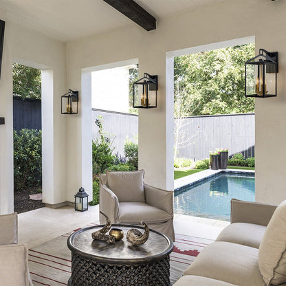 Modern Rectangle Lantern Outdoor Wall Sconce Light | Dravon