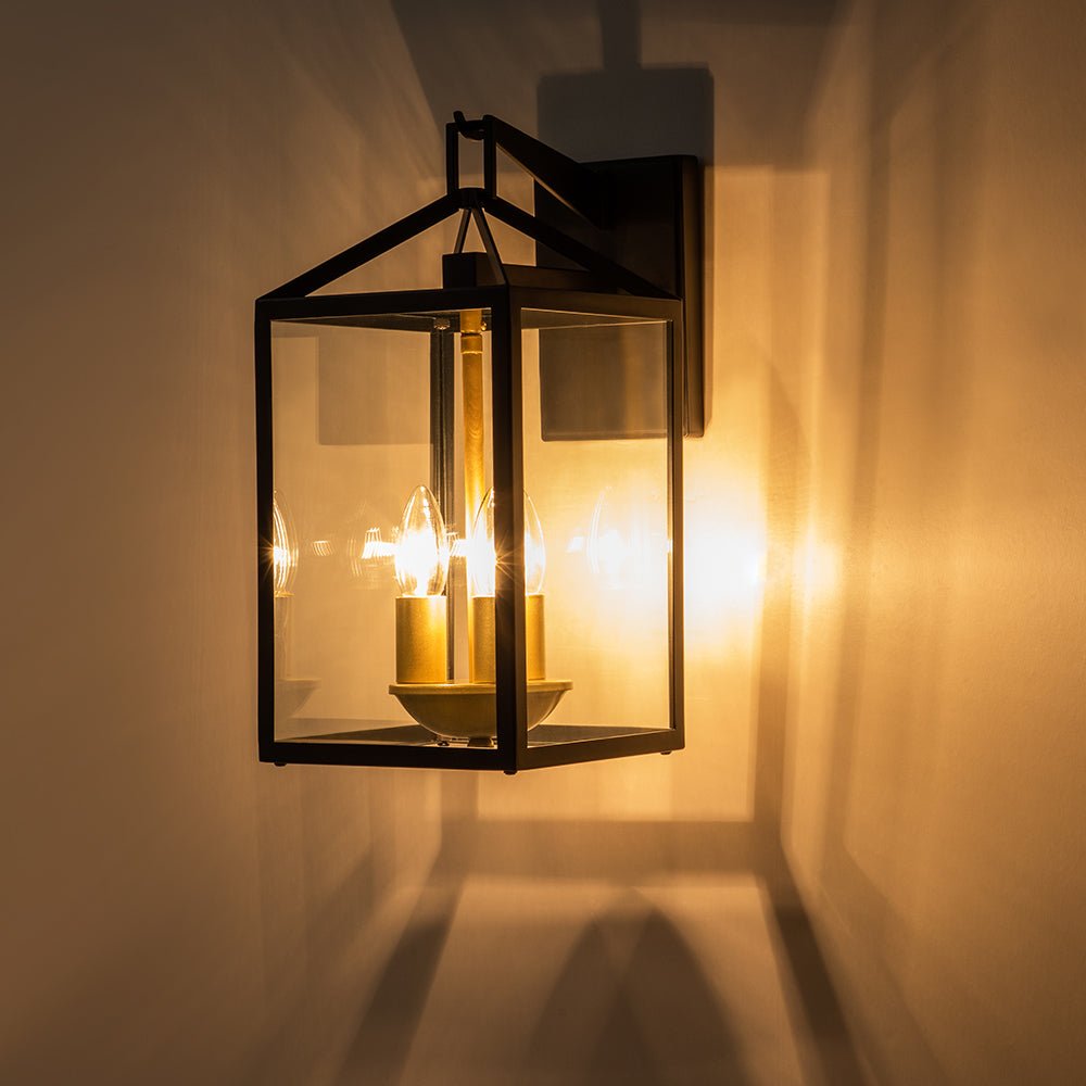 Modern Rectangle Lantern Outdoor Wall Sconce Light | Dravon