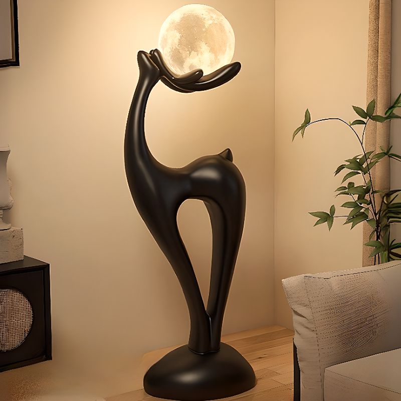 Modern Resin Deer Floor Lamp with LED Globe Shade | Zelvora