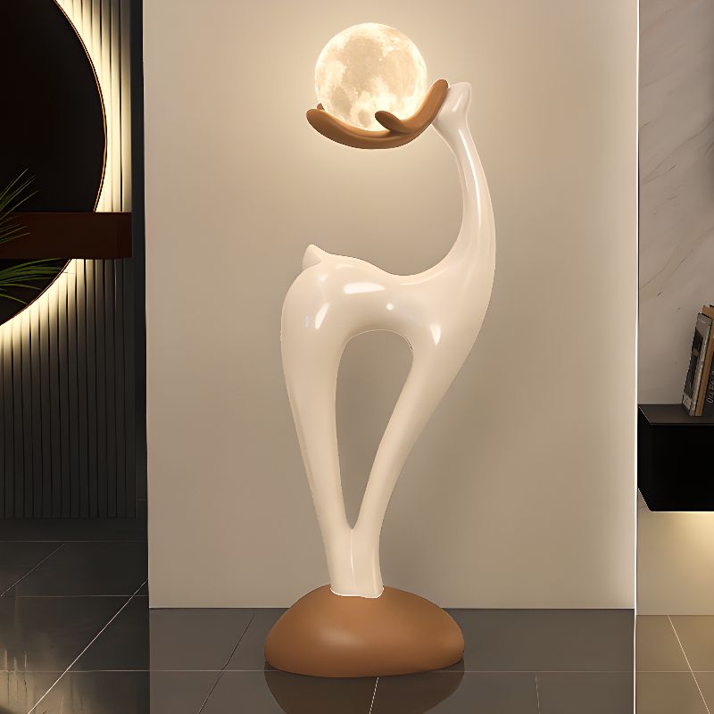 Modern Resin Deer Floor Lamp with LED Globe Shade | Zelvora