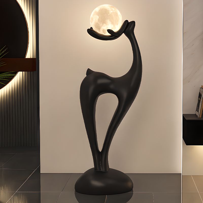 Modern Resin Deer Floor Lamp with LED Globe Shade | Zelvora