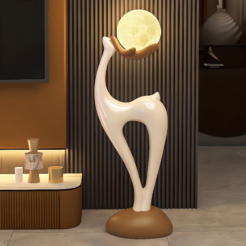 Modern Resin Deer Floor Lamp with LED Globe Shade | Zelvora