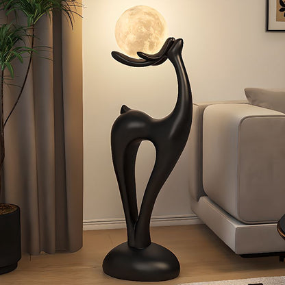Modern Resin Deer Floor Lamp with LED Globe Shade | Zelvora