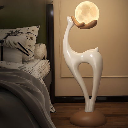 Modern Resin Deer Floor Lamp with LED Globe Shade | Zelvora