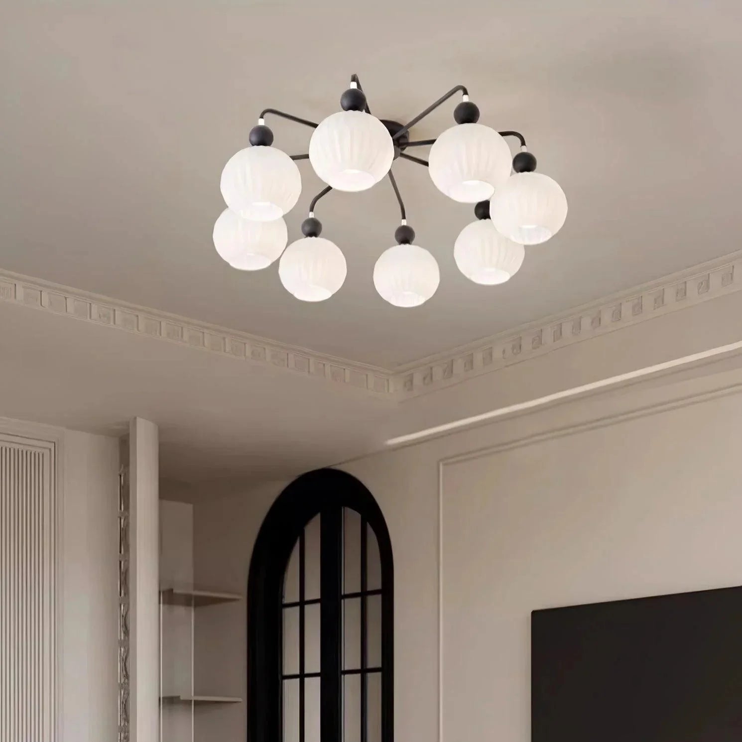 Modern Ribbed Glass Ceiling Light Fixture | Lumvir