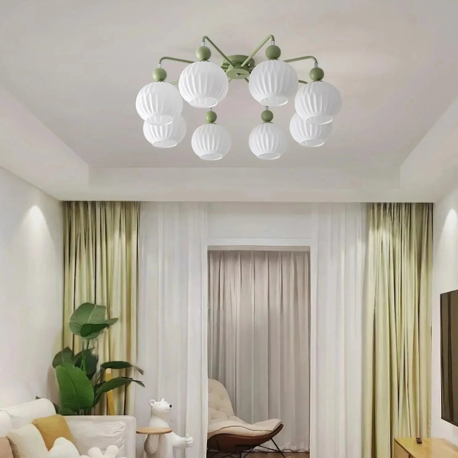Modern Ribbed Glass Ceiling Light Fixture | Lumvir