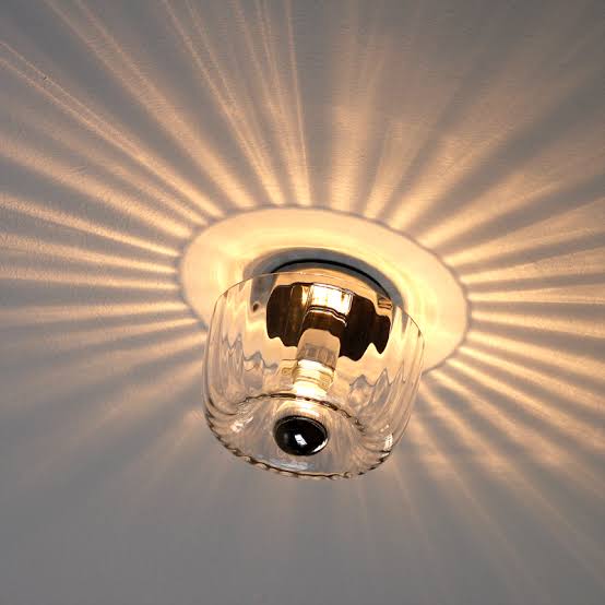 Modern Rippled Glass Flush Ceiling Light | Lamirad