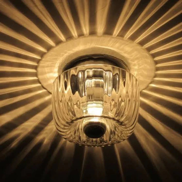 Modern Rippled Glass Flush Ceiling Light | Lamirad