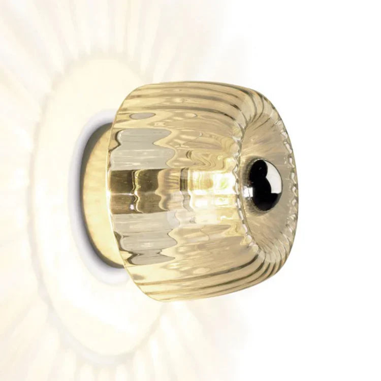 Modern Rippled Glass Flush Ceiling Light | Lamirad