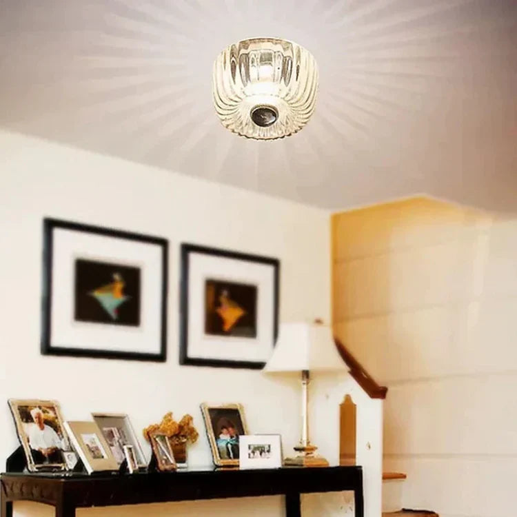 Modern Rippled Glass Flush Ceiling Light | Lamirad