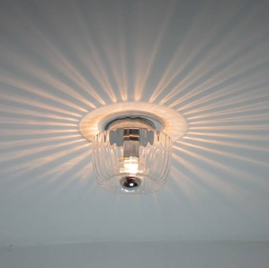 Modern Rippled Glass Flush Ceiling Light | Lamirad