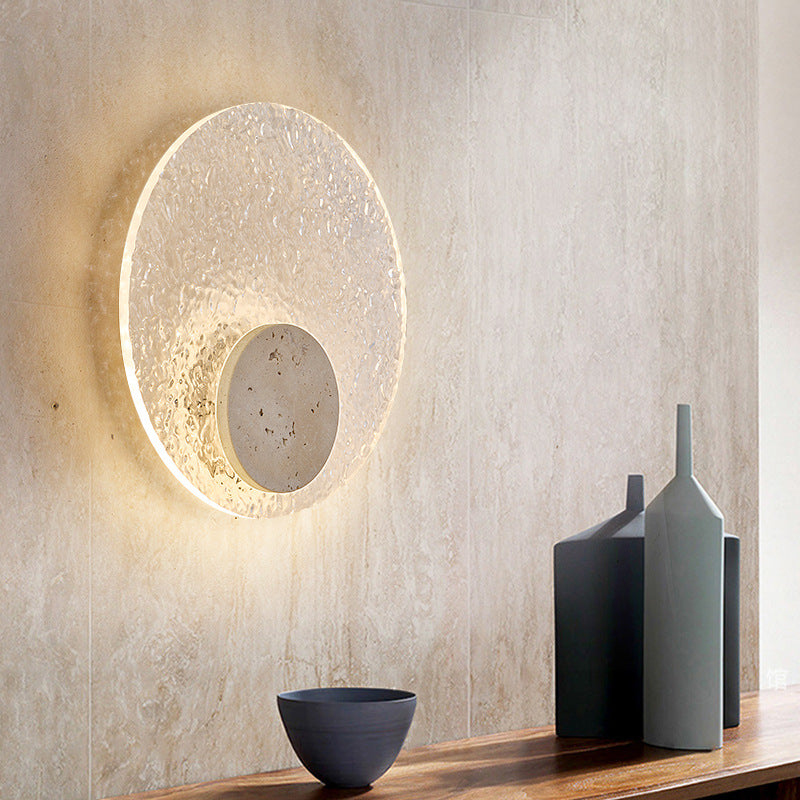 Modern Round Acrylic Travertine LED Wall Lamp Light | Melvrix