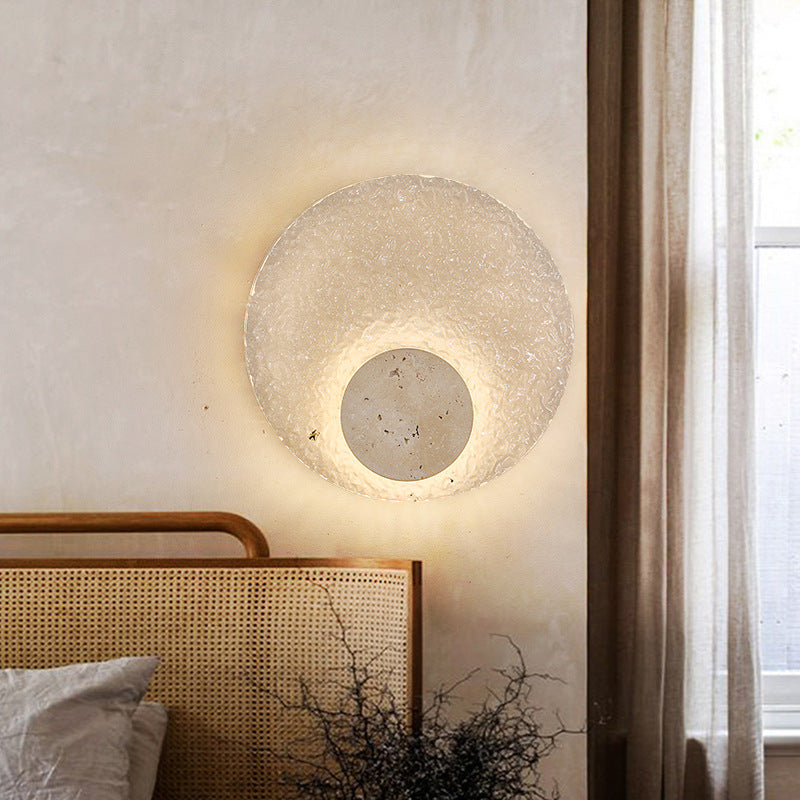 Modern Round Acrylic Travertine LED Wall Lamp Light | Melvrix