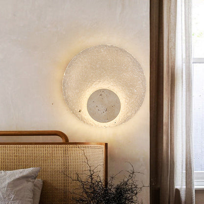 Modern Round Acrylic Travertine LED Wall Lamp Light | Melvrix