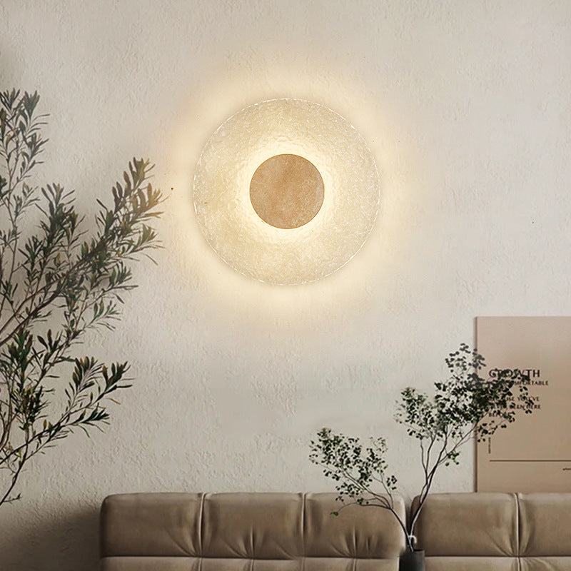 Modern Round Acrylic Travertine LED Wall Lamp Light | Melvrix