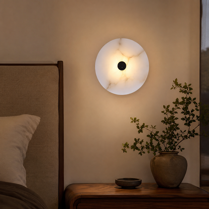 Modern Round Marble Alabaster Wall Light Design | Albaro