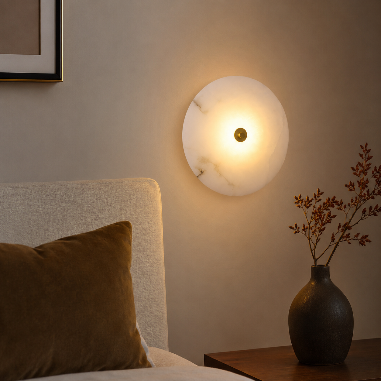 Modern Round Marble Alabaster Wall Light Design | Albaro