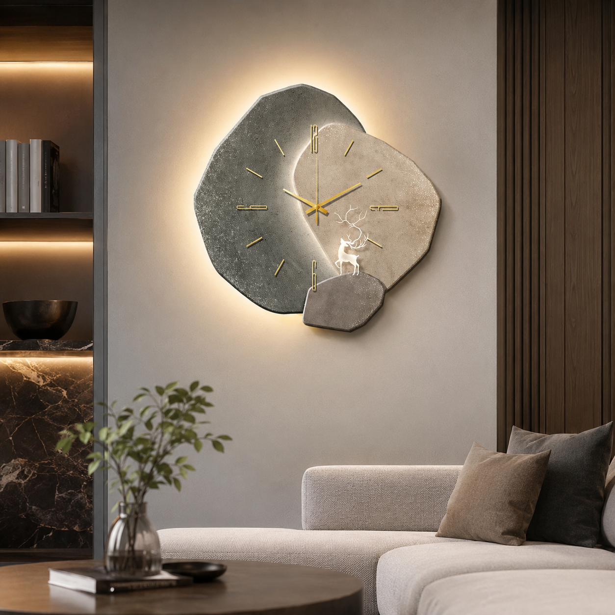 Modern Silent Quartz Wall Clock with Soft Backlight | Sarvora