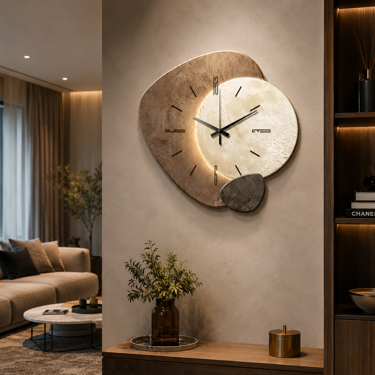 Modern Silent Quartz Wall Clock with Soft Backlight | Sarvora