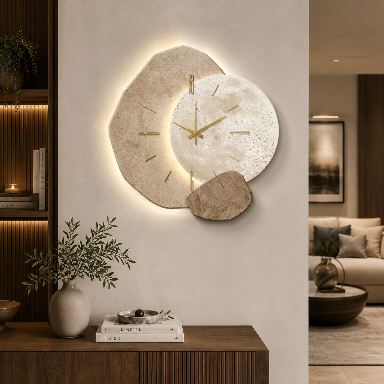 Modern Silent Quartz Wall Clock with Soft Backlight | Sarvora