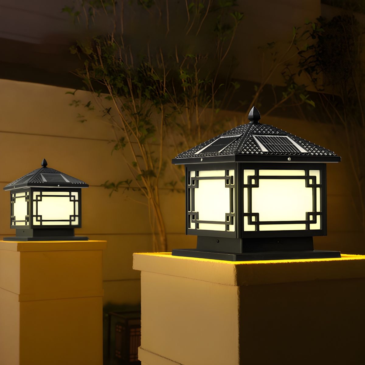 Modern Square Solar Metal Outdoor Light Fixture | Fenlora