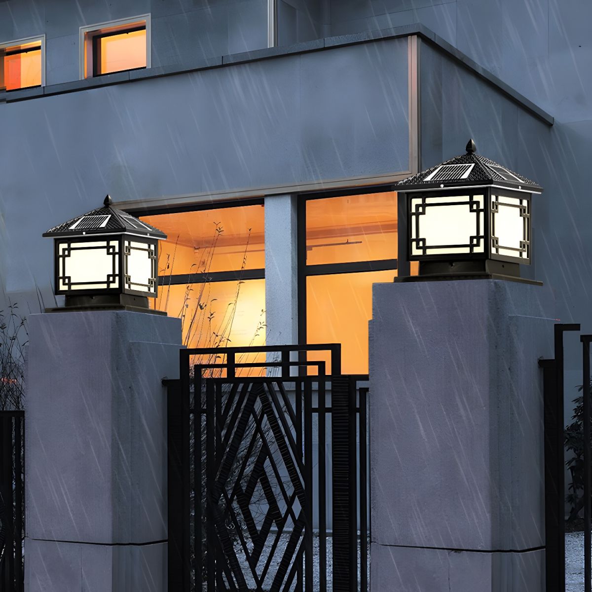 Modern Square Solar Metal Outdoor Light Fixture | Fenlora