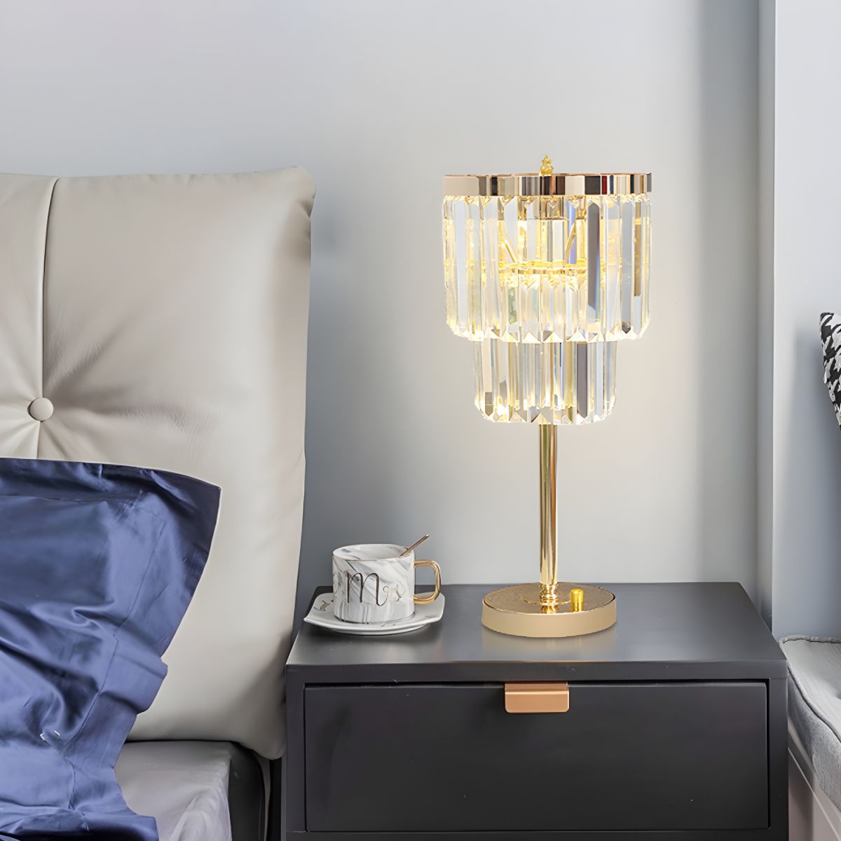 Modern Table Lamp with Crystal Shade Gold Finish | Velora
