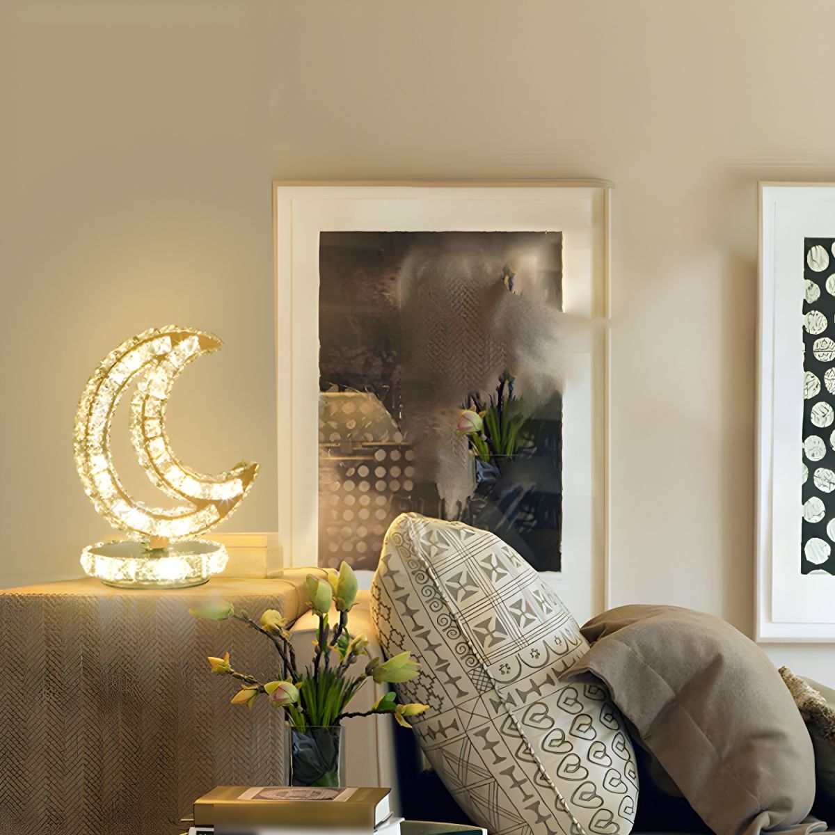 Modern Table Lamp with Crystal Shades Ambient Lighting | Nardon