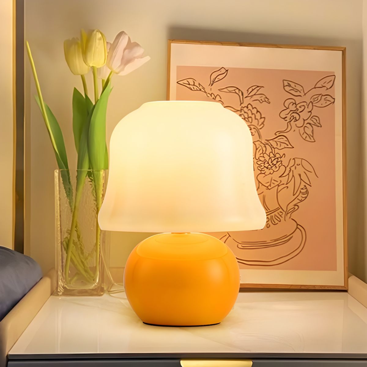 Modern Table Lamp with Glass Shade for Living Room | Virelu