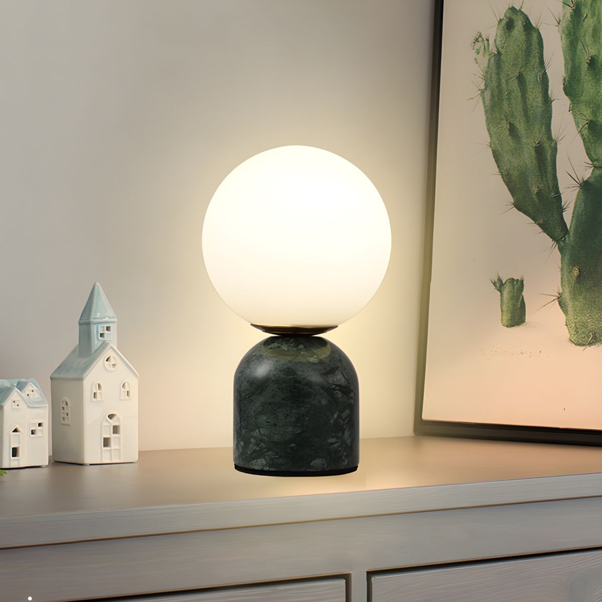 Modern Table Lamp with Marble Dome Base | Nordel