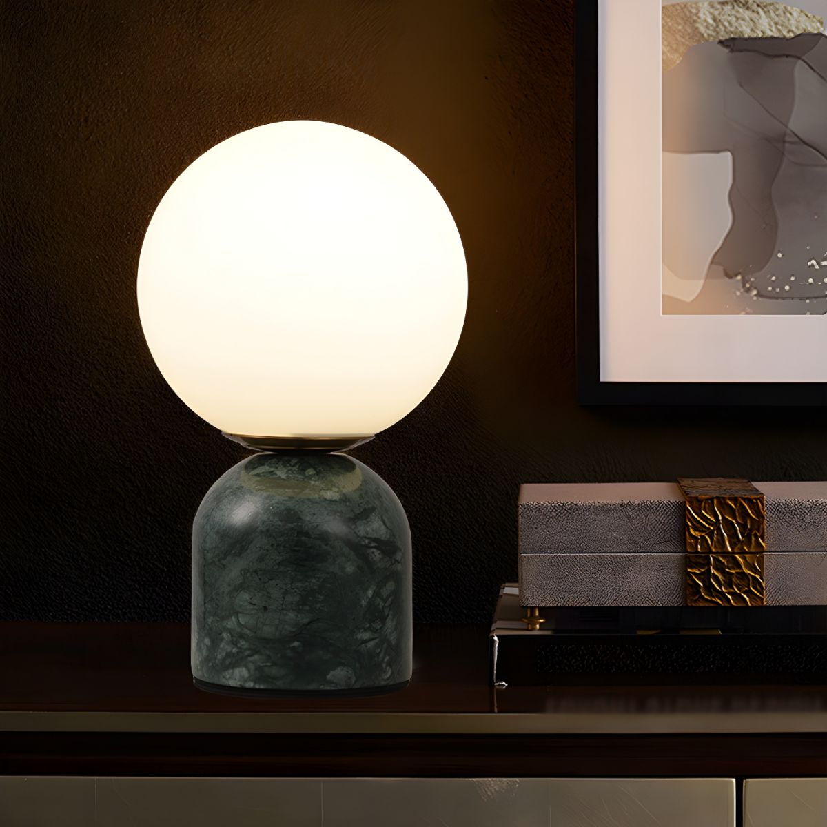 Modern Table Lamp with Marble Dome Base | Nordel