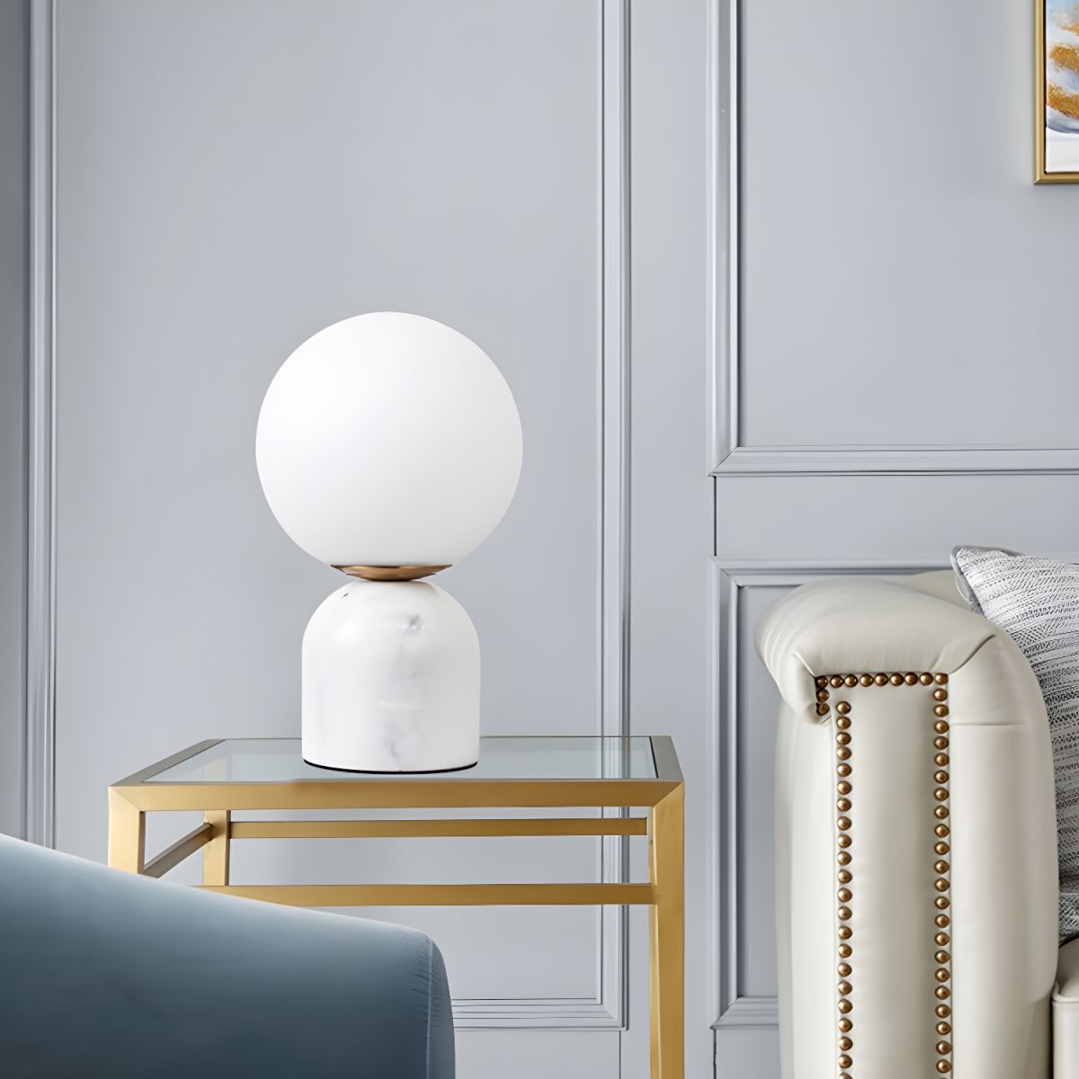 Modern Table Lamp with Marble Dome Base | Nordel