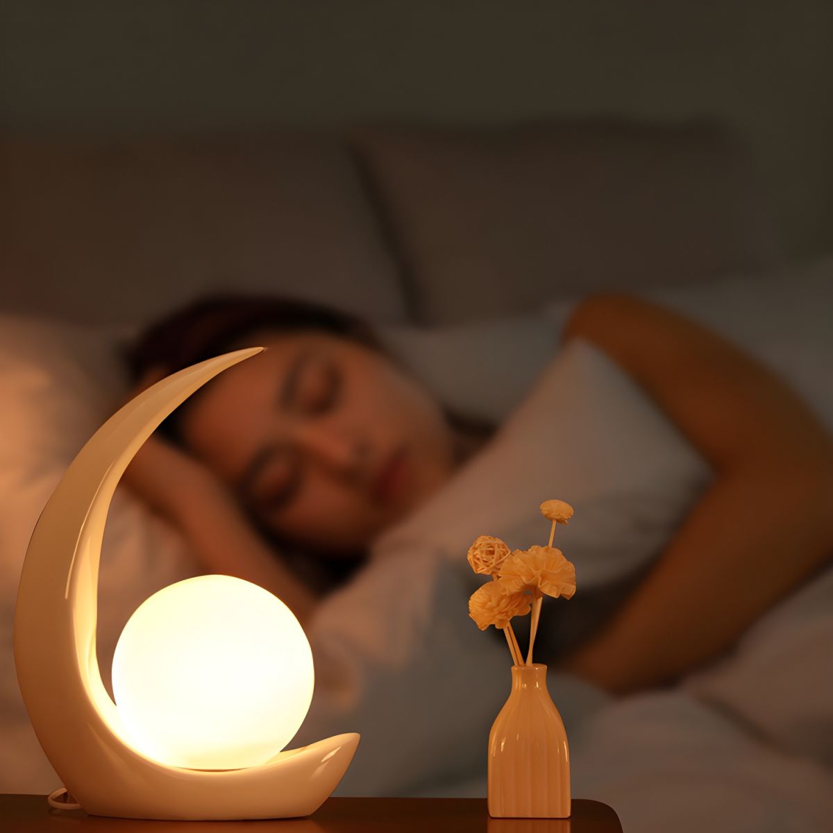 Modern Table Lamp with White Glass Globe | Novaryn