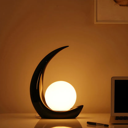 Modern Table Lamp with White Glass Globe | Novaryn