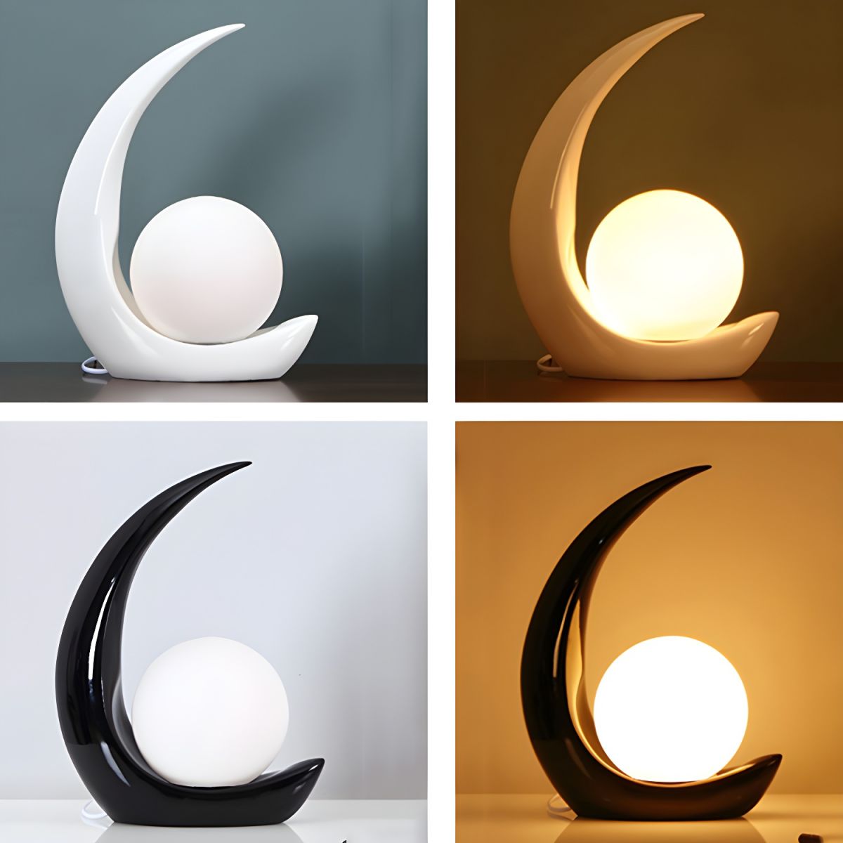 Modern Table Lamp with White Glass Globe | Novaryn