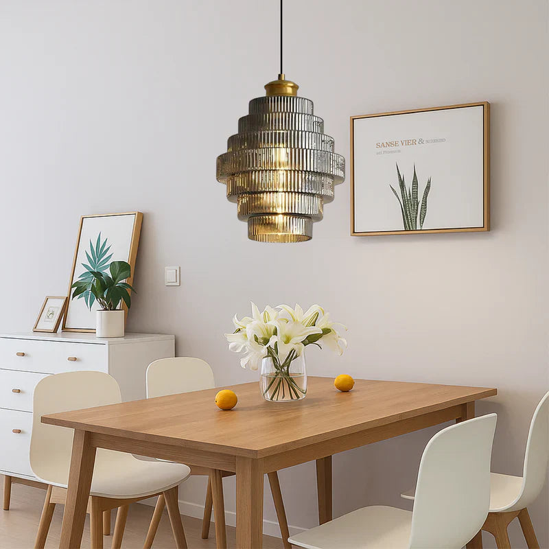 Modern Tiered Glass Shade Pendant Light | Lorille