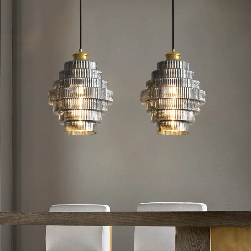 Modern Tiered Glass Shade Pendant Light | Lorille