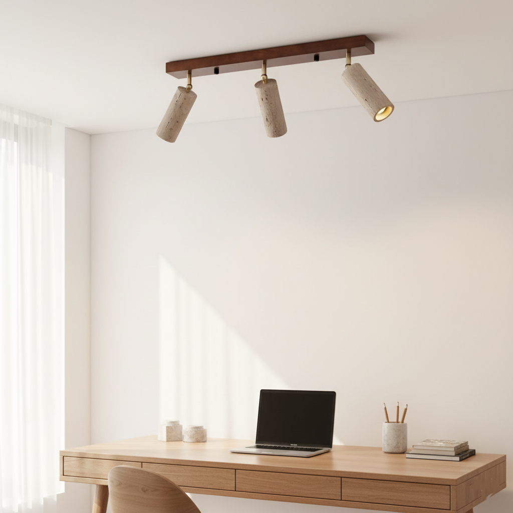 Modern Travertine Ceiling Light with Sleek Design | Solari