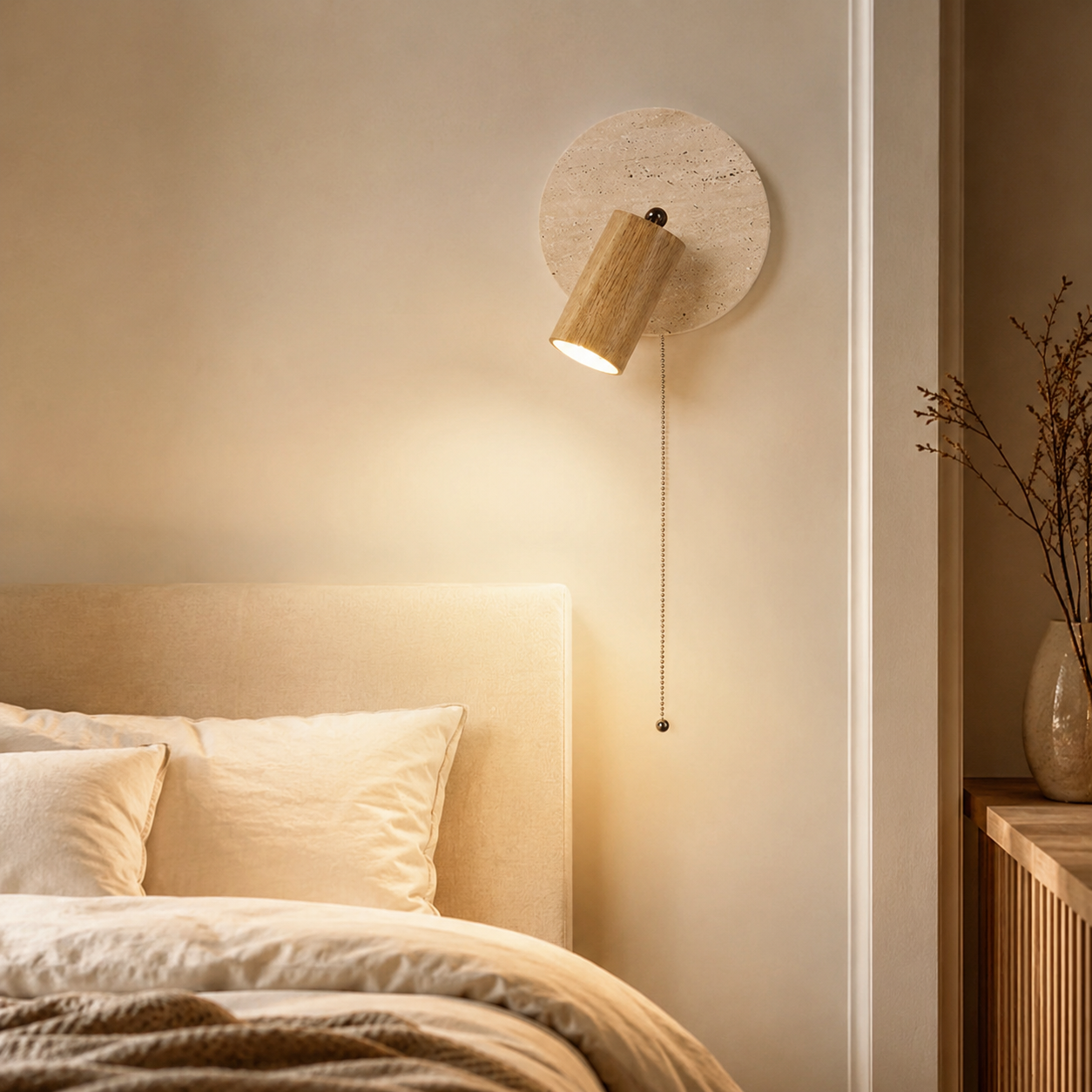 Modern Travertine Rotating Wall Light Design | Travora