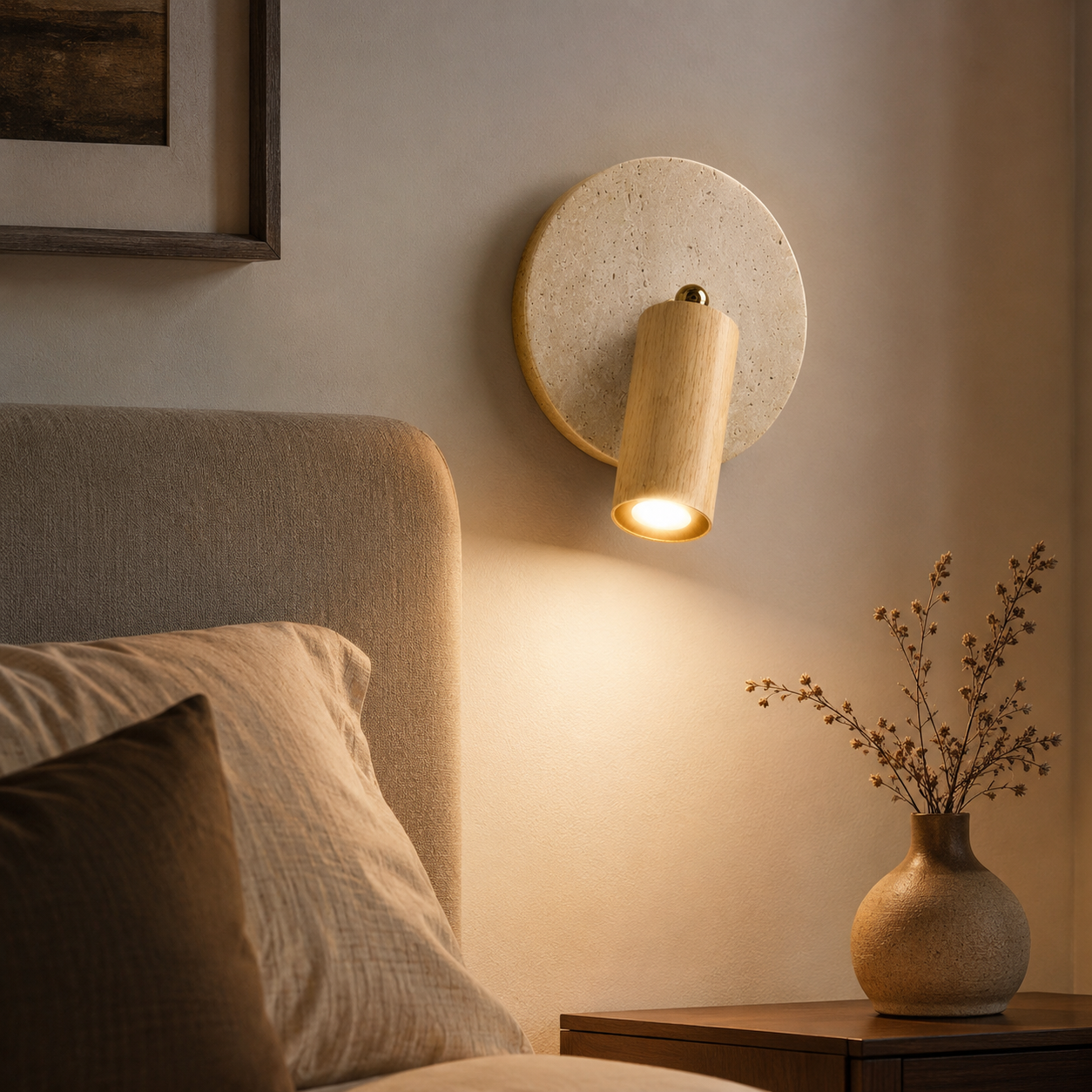 Modern Travertine Rotating Wall Light Design | Travora