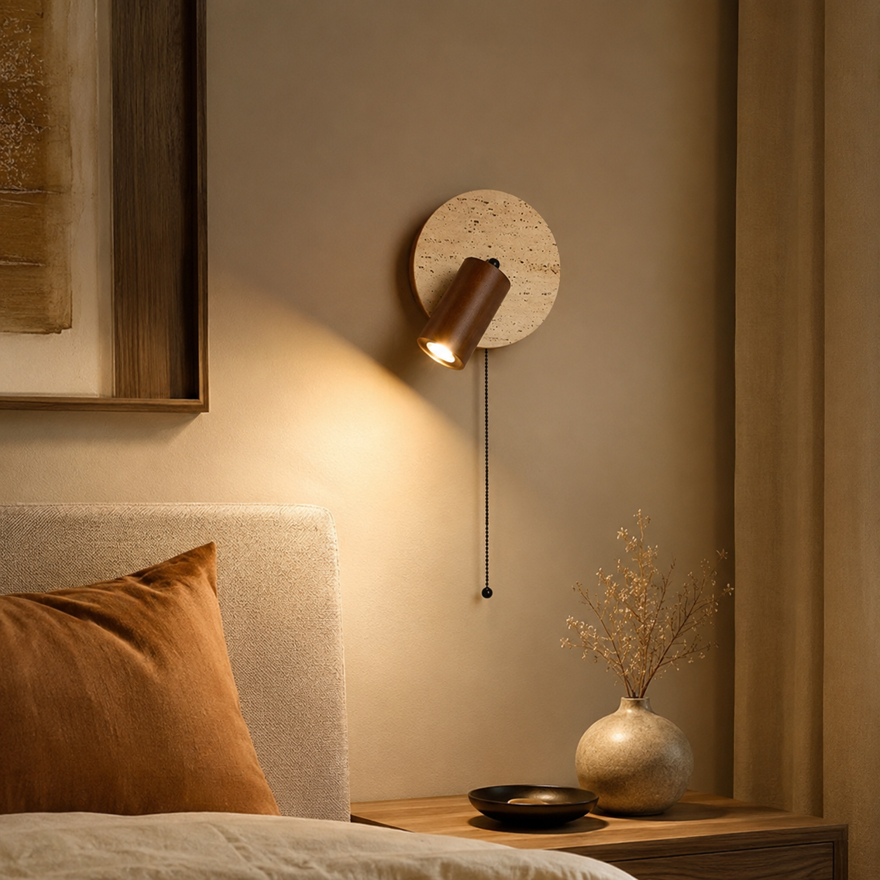Modern Travertine Rotating Wall Light Design | Travora