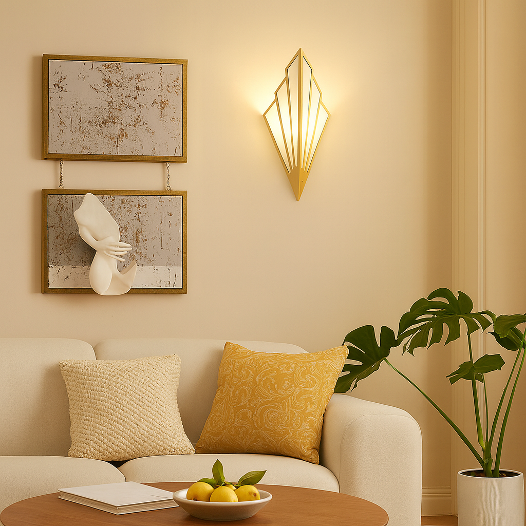 Modern Triangular Metal LED Wall Light for Rooms | Glimra