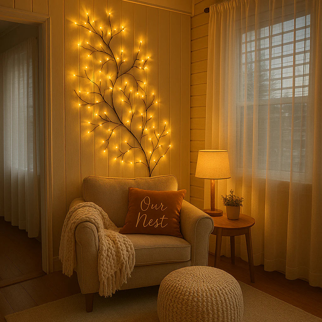 Modern USB LED Cherry Blossom Wall Light With Remote | Petalux