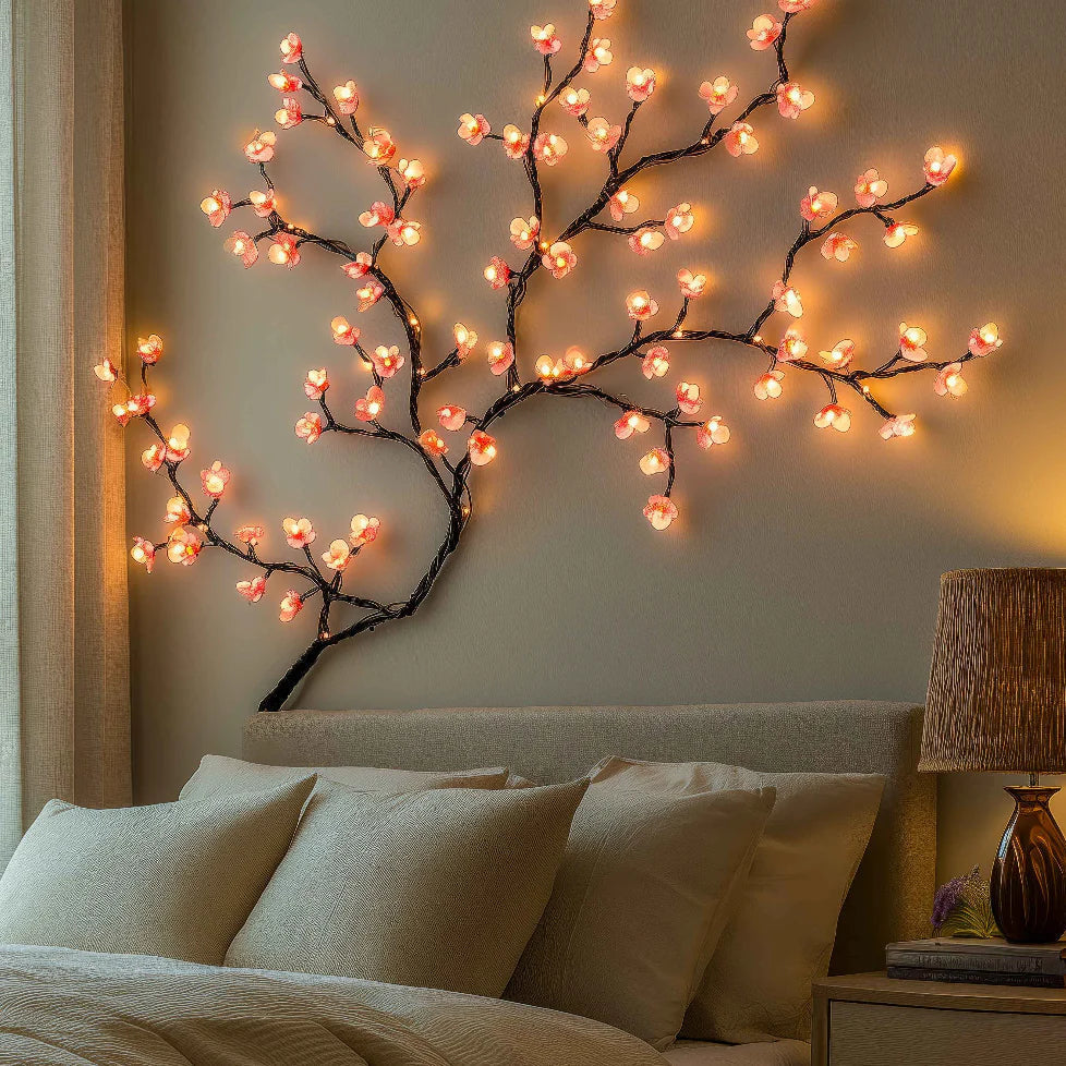 Modern USB LED Cherry Blossom Wall Light With Remote | Petalux