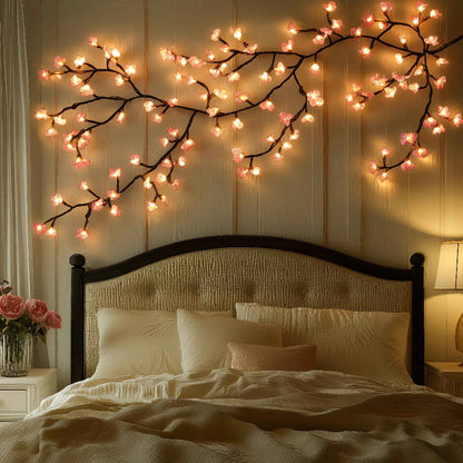 Modern USB LED Cherry Blossom Wall Light With Remote | Petalux