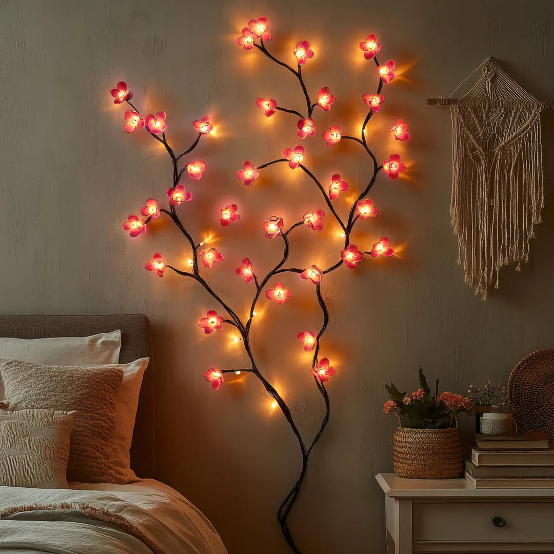 Modern USB LED Cherry Blossom Wall Light With Remote | Petalux